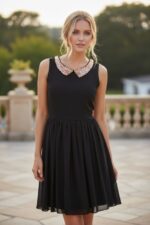 VESTITO DONNA ELEGANTTE NERO COLLIER TAGLIA