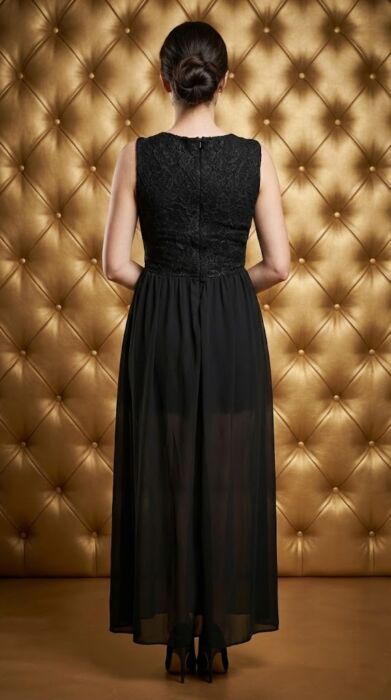 ABITO DONNA LUNGO ELEGANTE TOP IN PIZZO