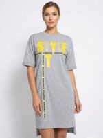 ABITO T-SHIRT  GRIGIO  “STYLE IT”  ORIGINALE CON PERLINE
