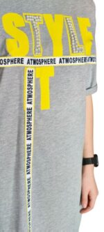 ABITO T-SHIRT  GRIGIO  “STYLE IT”  ORIGINALE CON PERLINE