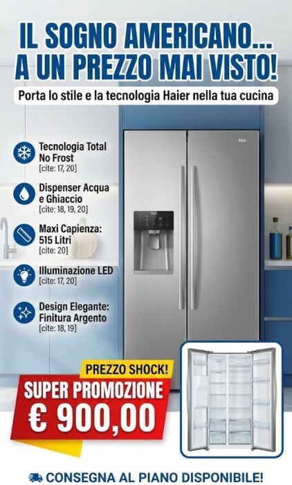 FRIGO DOPPIA PORTE SIDE BY SIDE  Haier Series 3 - 515 L