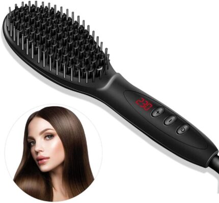 SPAZZOLA LISCIANTE PER CAPELLI IN CERAMICA LEEDYA CON DISPLAY DIGITALE