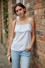 TOP DONNA A BLAZE BIANCO AZZURRO BY ORSAY