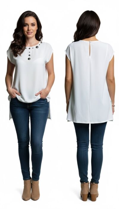 BLUSE DONNA BIANCO DAL TAGLIA DRITTO BY