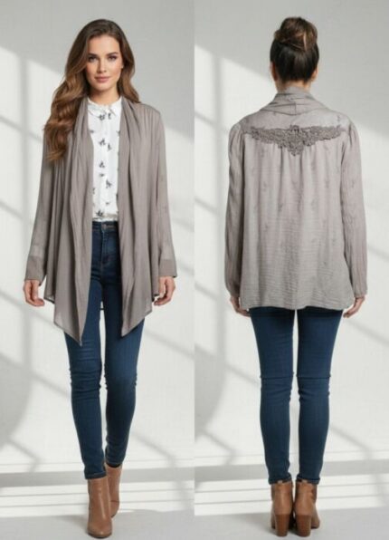 CARDIGAN DONNA  LEGGERO LUNGO TORTORA