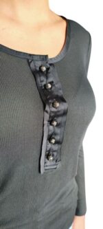 MAGLIETTA ORIGINAL MARINES A MANICHE LUNGHE NERA con bottoni decorativi