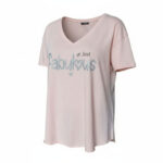 MAGLIETTA ORSAY ROSA CON SCRITTA  GLITTER ARGENTO