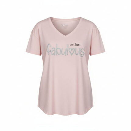MAGLIETTA ORSAY ROSA CON SCRITTA  GLITTER ARGENTO