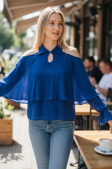 product-20370-0-447f117a-700 Blusa Fluida In Georgette Con Maxi Volant Rinascimento