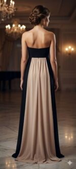 robe longue bustier bicolore rose et noire