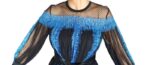 Robe courte bicolore noire et bleue en tulle et dentelle