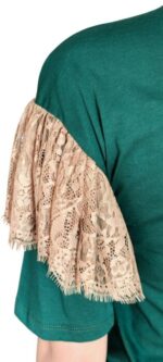 abito t-shirt verde con pizzo laterale e la stampa "CALIFORNIA" by j'aime