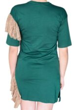 abito t-shirt verde con pizzo laterale e la stampa "CALIFORNIA" by j'aime