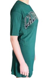 abito t-shirt verde con pizzo laterale e la stampa "CALIFORNIA" by j'aime