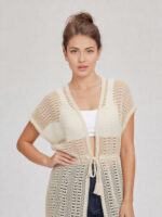 cardigan copricostume lungo all'uncinetto da donna