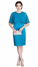 abito elegante tubino blu cobalto o turchese