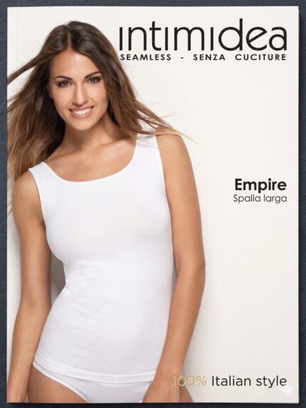 CANOTTA MICROFIBRA DONNA INTIMIDEA SENZA CUCI.  EMPIRE SPALLA LARGA