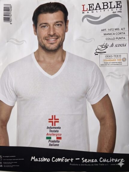 T-SHIRT LEABLE BIANCO COLLO A V