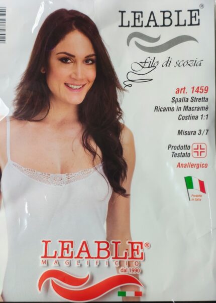 CANOTTA DONNA SPALLA STRETTA RICAMO IN MARCRAME'