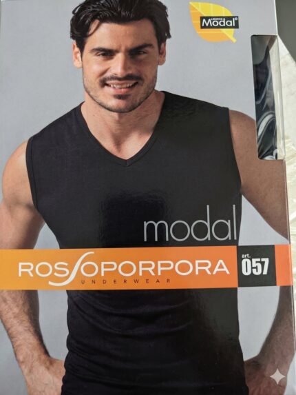 T-SHIRT A V SENZA MANICHE MODAL ROSSOPORPORA