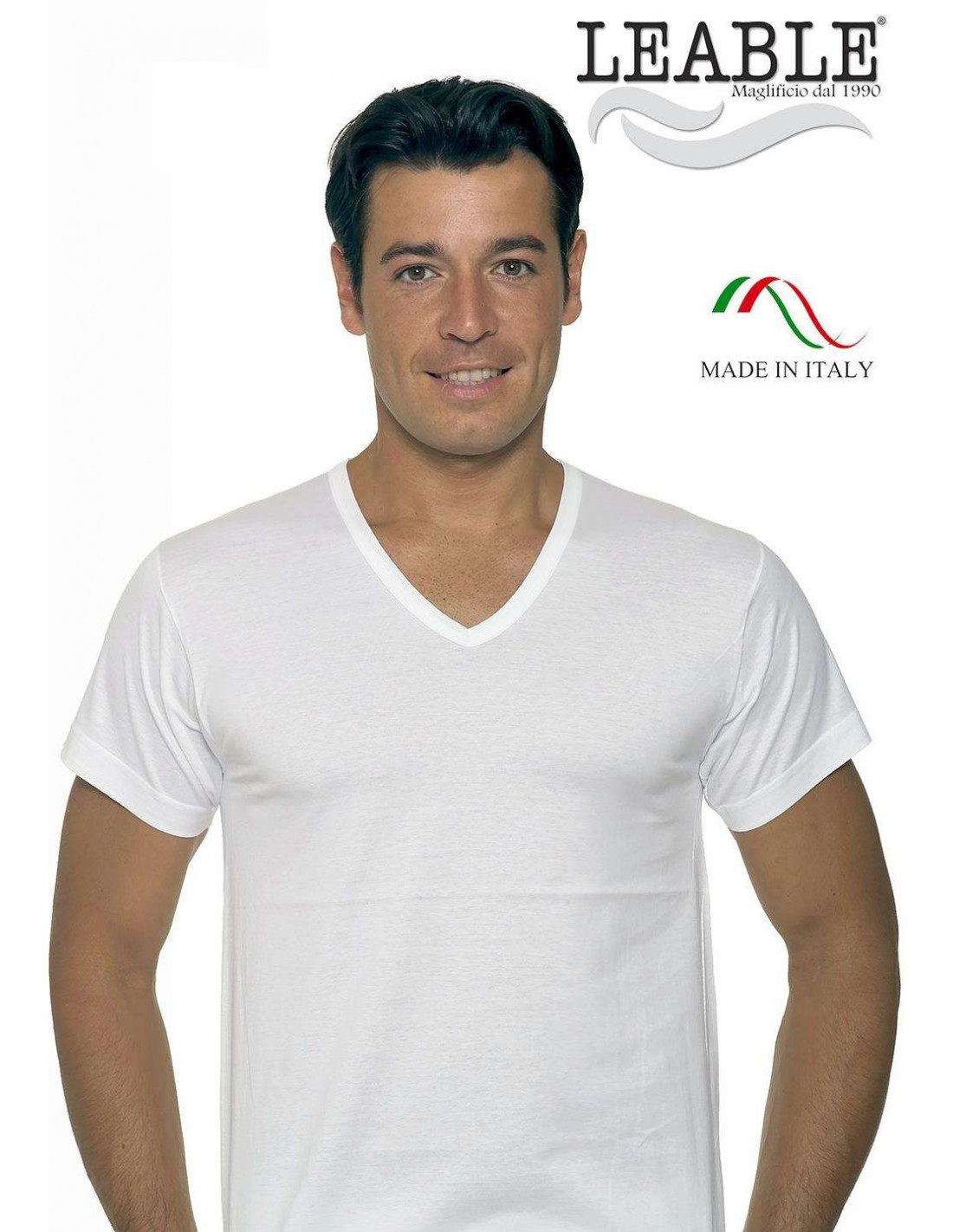 30293_leable_collo_v T-SHIRT LEABLE BIANCO COLLO A V