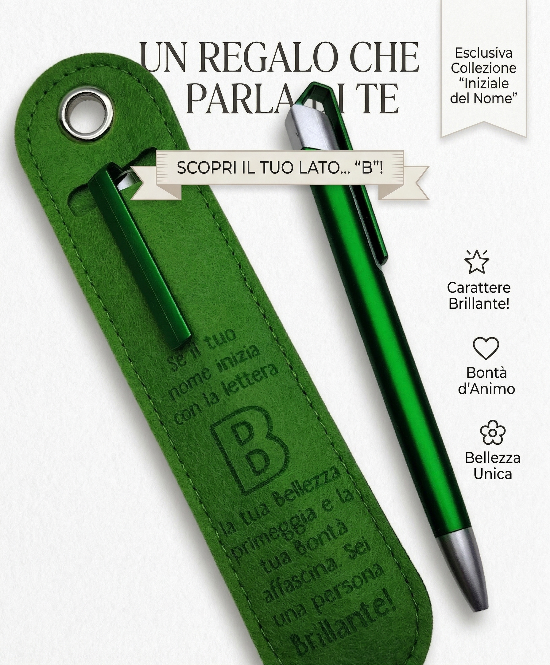 B - BRILLANTE Penna a Sfera con Dedica – Lettera B