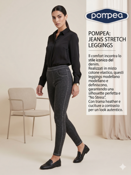 LEGGINGS JEANS POMPEA NERO