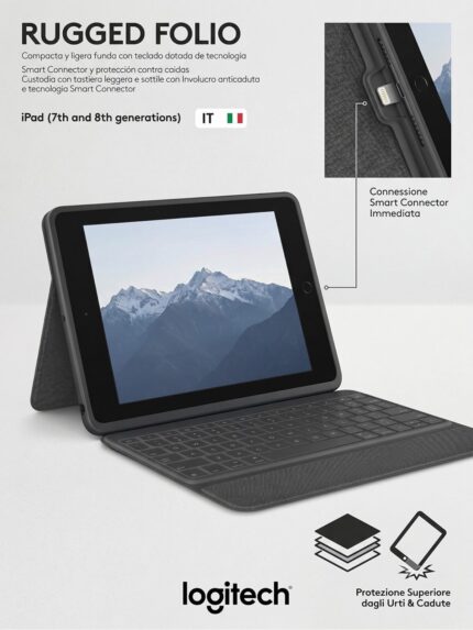 Logitech Rugged Folio per iPad 7a/8a Generazione - Grafite
