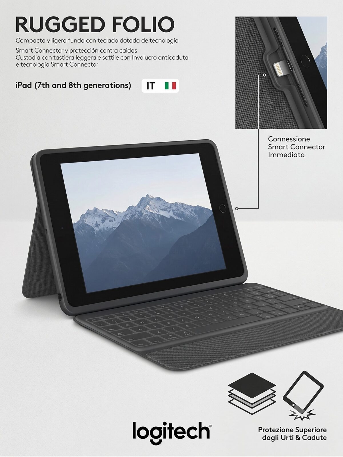 Logitech_Rugged_Folio_iPad_7_8_Gen_Grafite Logitech Rugged Folio per iPad 7a/8a Generazione - Grafite