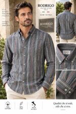 Camicia Uomo Rodrigo a Righe Grigio e Rosso - foto 2