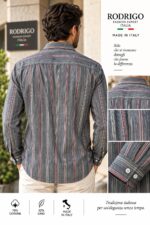 Camicia Uomo Rodrigo a Righe Grigio e Rosso - foto 3