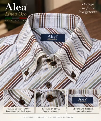 Camicia Uomo Alea Linea Oro a Righe Multicolore - foto 2