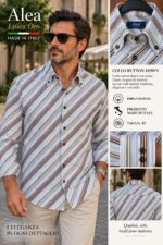 Camicia Uomo Alea Linea Oro a Righe Multicolore - foto 3