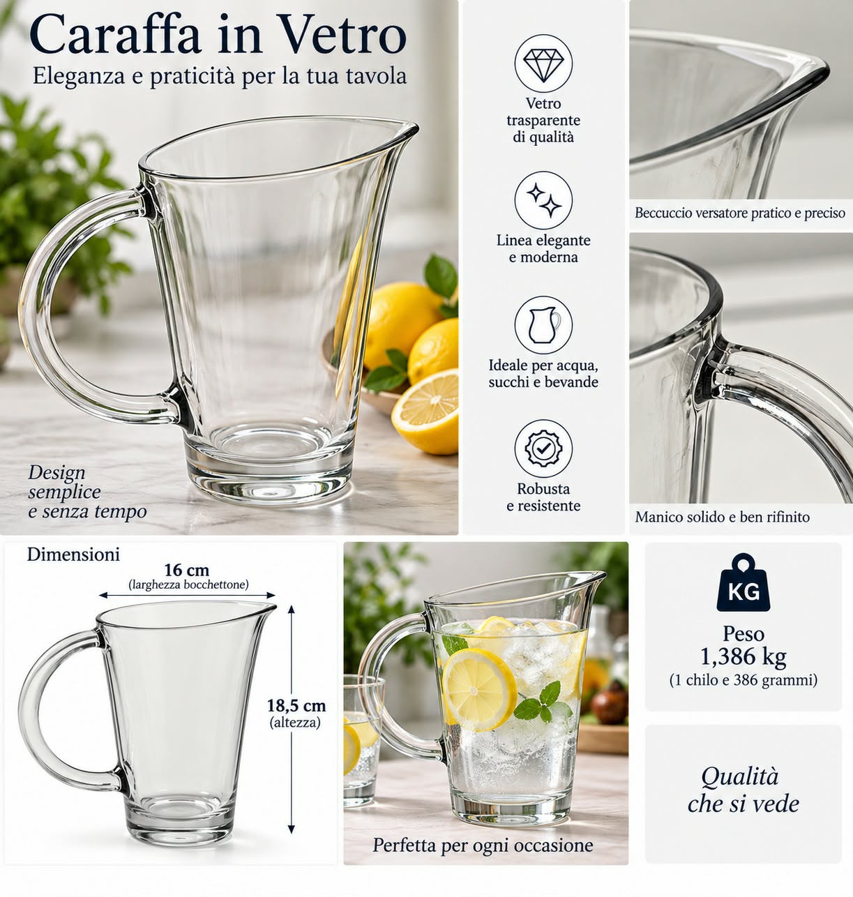 Caraffa in Vetro Trasparente1 Caraffa in Vetro Trasparente