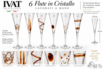 Set 6 Flute Cristallo Ambra IVAT - foto 2