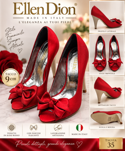 SCARPE DECOLTè ELEN DION RASO ROSSO - foto 2