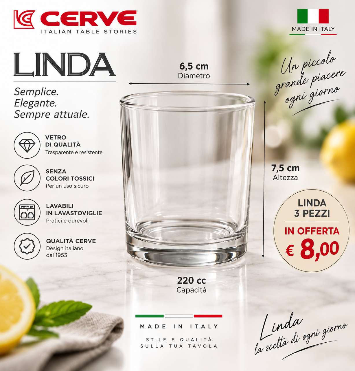 bicchieri tumbler lcerve Linda 3 Pcs
