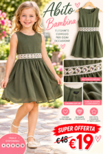 Abito Bambina Elegante Smanicato – Verde – Bild 2