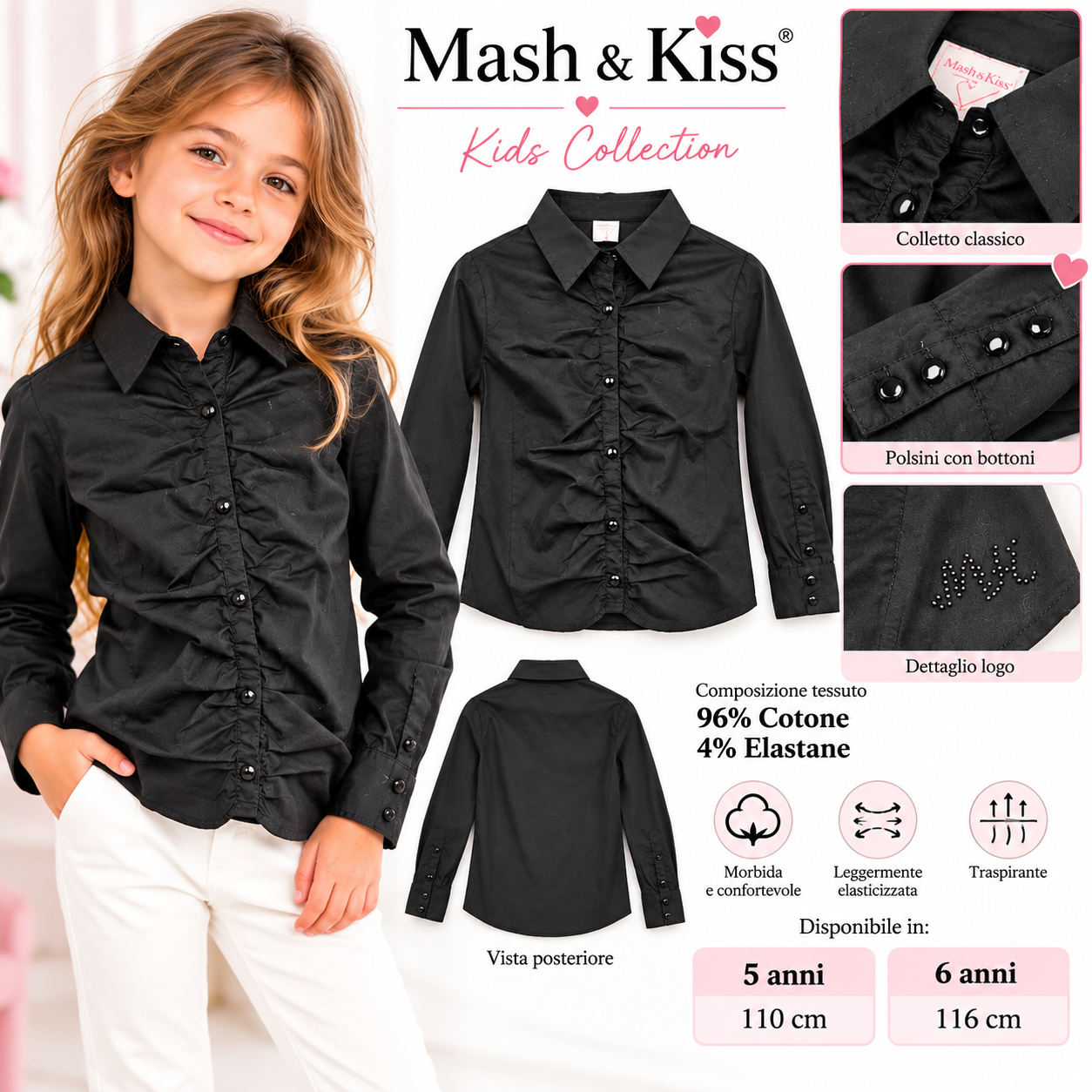 CAMCIA MASH CAMICIA MASH & KISS 96 % COTONE A % ELASTANE – Image 1