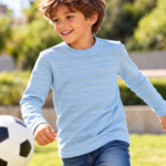 MAGLIETTA BIMBO 8 ANNI AZZURRA A RIGHE - immagine 2