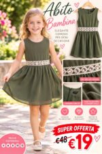Abito Bambina Elegante Smanicato – Verde