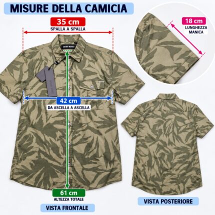 Camicia a Maniche Corte da Ragazzo Antony Morato - Fantasia Militare/Foglie