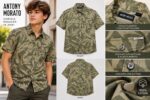 Camicia a Maniche Corte da Ragazzo Antony Morato - Fantasia Militare/Foglie