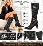 Stivali Donna Eleganti Donna Loka in Ecopelle Nera con Tacco e Dettagli Metallici - Imagen 3