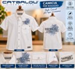 Camicia a Maniche Corte da Ragazzo Catbalou - Bianca con Ricamo e Stampa "Sidewalk Life"