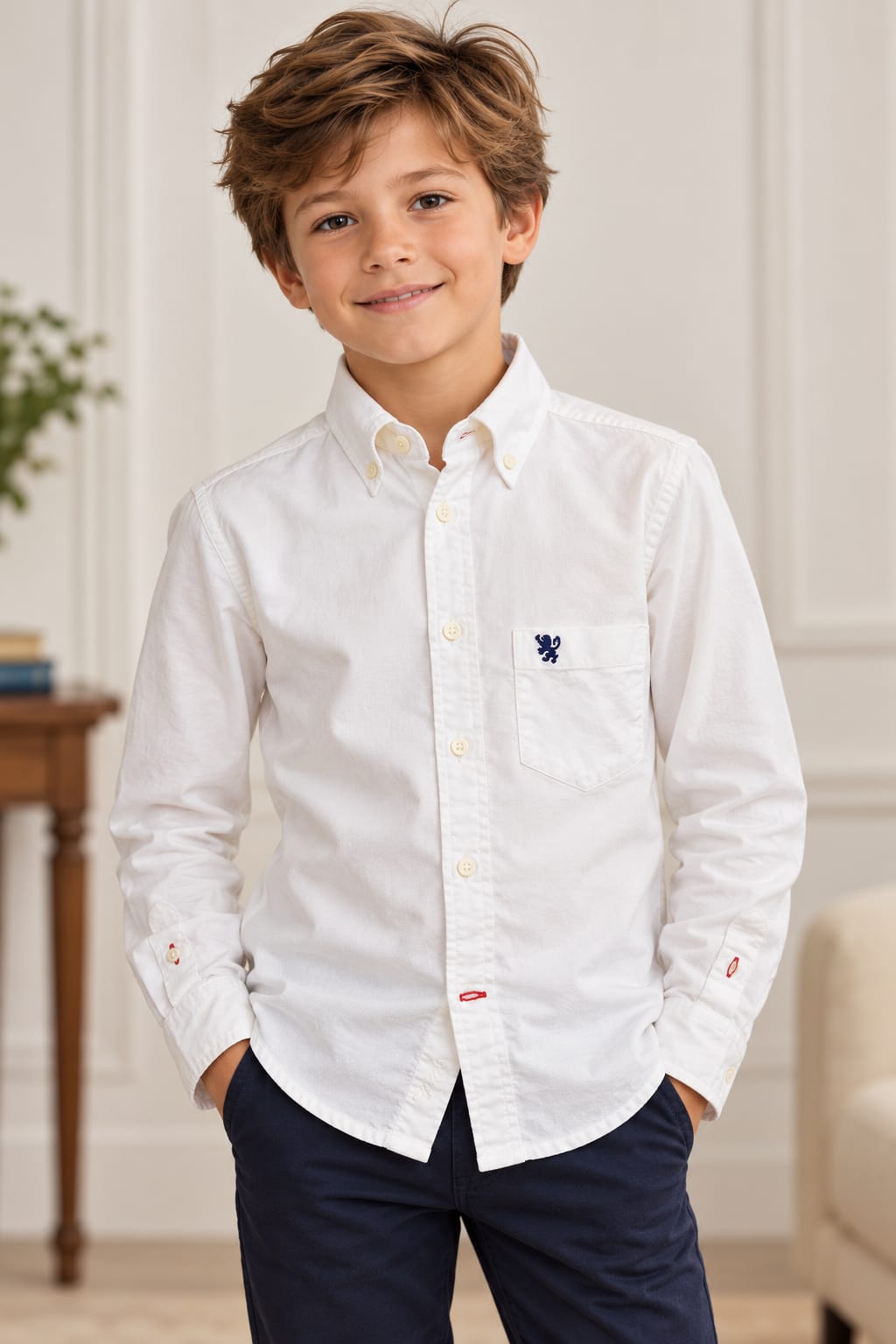 camboy Camicia a Maniche Lunghe da Ragazzo Edward College - 1989 Made Anniversary - Bianca