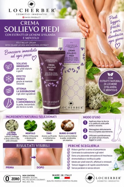 Crema Sollievo Piedi con Estratti di Lichene d'Islanda e Mentolo Locherber