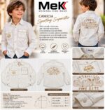 Camicia a Maniche Lunghe da Bambino MeK "Sporting Superstar" - Écru / Beige