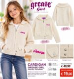 Cardigan con Cappuccio e Logo Ricamato Grease Girl - Colore Panna (10 Anni)