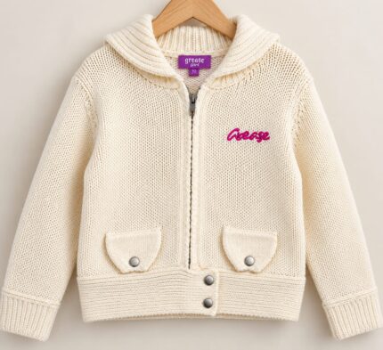 Cardigan con Cappuccio e Logo Ricamato Grease Girl - Colore Panna (10 Anni)